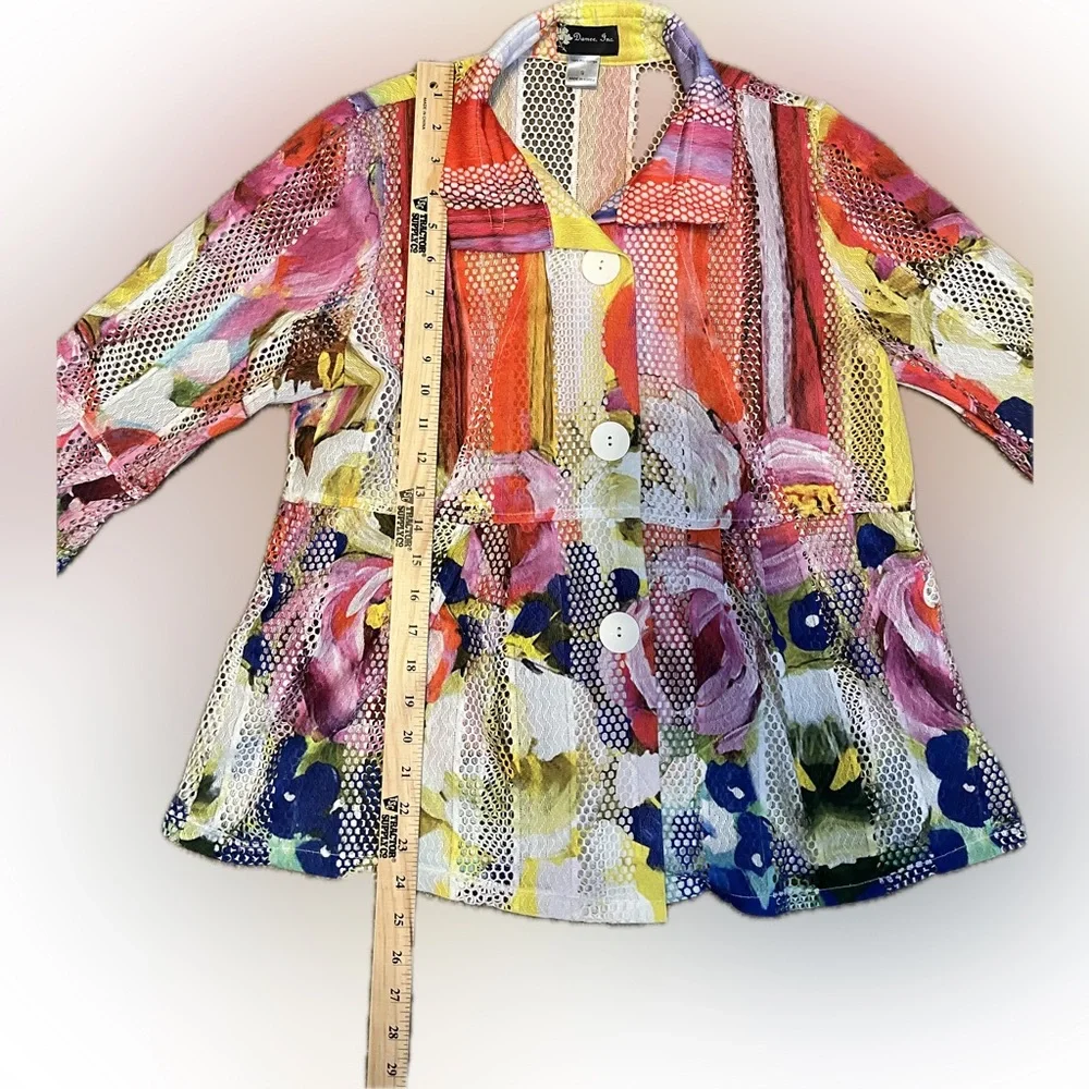 Damee Textured Printed Mesh Blouse Jacket size S - Picture 9 of 16